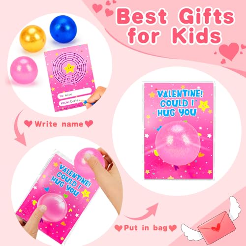 AugToy 24 Pack Valentines Day Gifts for Kids with Stress Balls Valentines Day Cards for Kids School Stress Relief Squeeze Toys Teens Boys Girls Preschool Toddler Valentine Classroom Exchange Party Favors - Image 5