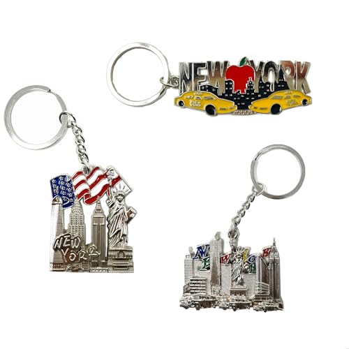 TSY TOOL 12 Pack Silver NYC Souvenir Collection New York Metal Keychain Ring Bundle Bulk Includes Empire State, Freedom Tower, Statue Of Liberty, USA Flag,NY Cab, Apple, 3 Pc Bottle Opener too And More - Image 4