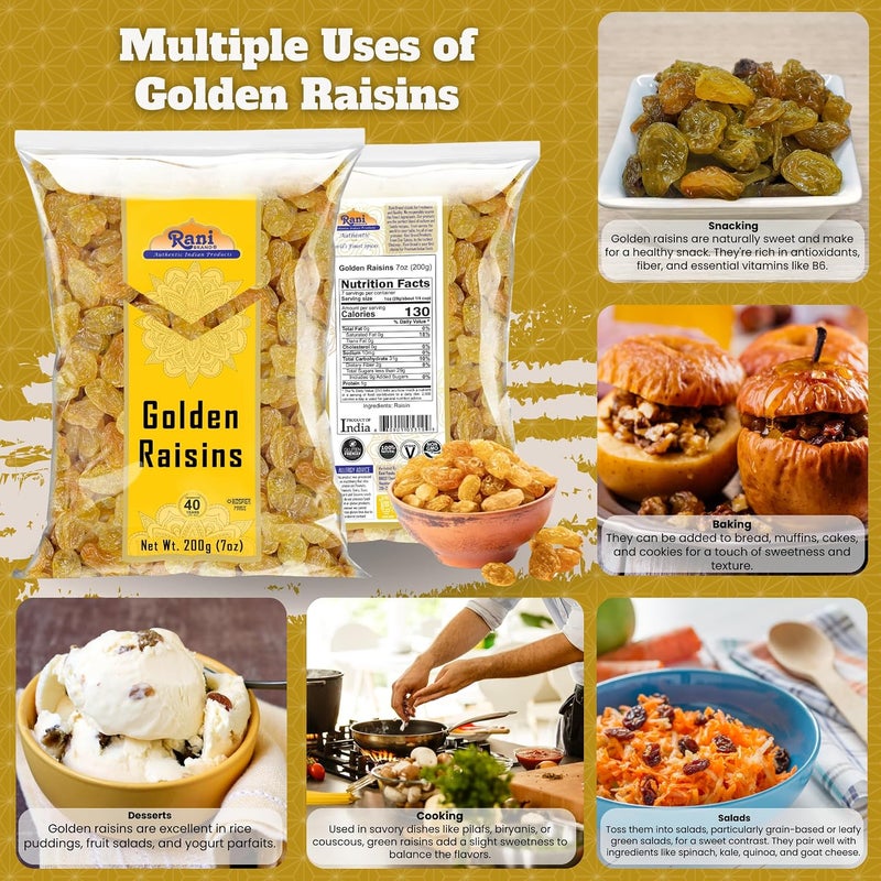 Rani Brand Golden Raisins - 200g (7oz) - Kosher, Non-GMO, Vegan - Image 4