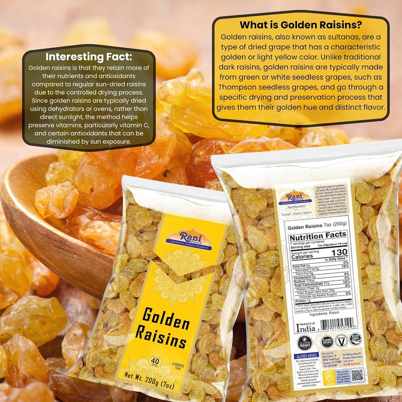 Rani Brand Golden Raisins - 200g (7oz) - Kosher, Non-GMO, Vegan - Image 5