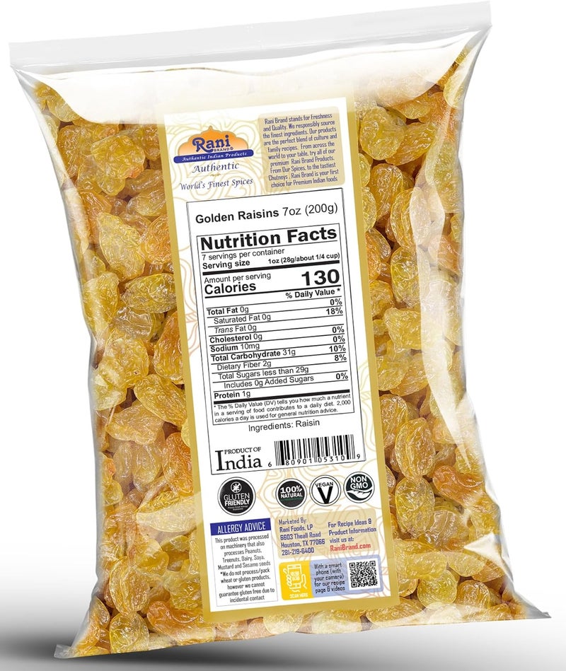 Rani Brand Golden Raisins - 200g (7oz) - Kosher, Non-GMO, Vegan - Image 3