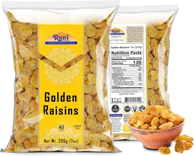 Rani Brand Golden Raisins - 200g (7oz) - Kosher, Non-GMO, Vegan - Image 2