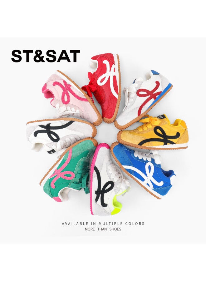 St&sat Kids Sports Shoes Spring And Autumn New Girls Casual Shoes Boys Running Shoes Grapefruit Red Size 39 - Image 2