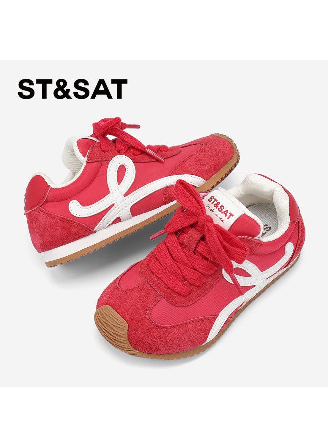 St&sat Kids Sports Shoes Spring And Autumn New Girls Casual Shoes Boys Running Shoes Grapefruit Red Size 39 - Image 1