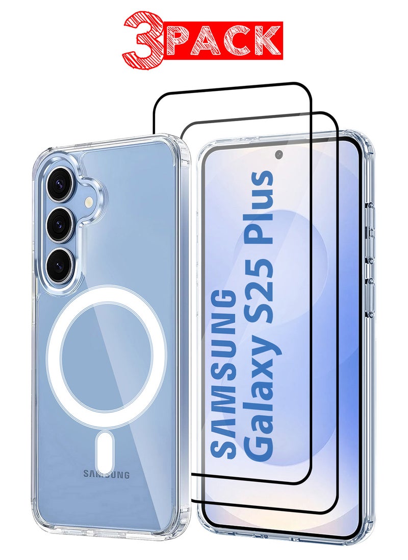 CATANES - 3Packs Samsung Galaxy S25 Plus MagSafe Case Support Wireless Charging Slim Thin Magnetic Cover Anti Scratch Shockproof Hard Transparent Phone Case Compatible with Samsung Galaxy S25 Plus 6.7 Inch - Image 1