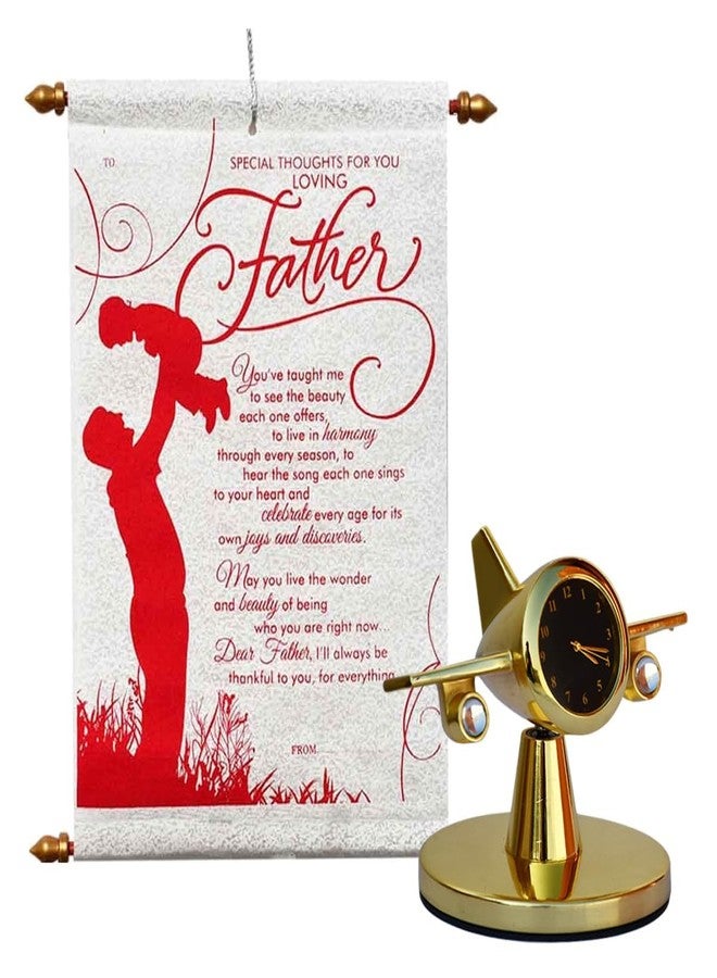 Saugat Traders Gift Combo for Dad - Rotating Airplane Table Clock Showpiece, Scroll Greeting Card for Father - Fathers Day - Birthday - Wedding Anniversary - Image 1