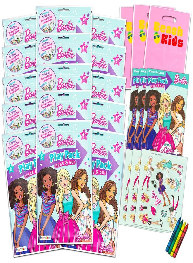 Bendon Publishing Set of 15 Kids Play Packs Bundle ~ Fun Party Favors Coloring Book Crayons Stickers (Barbie) - Image 1