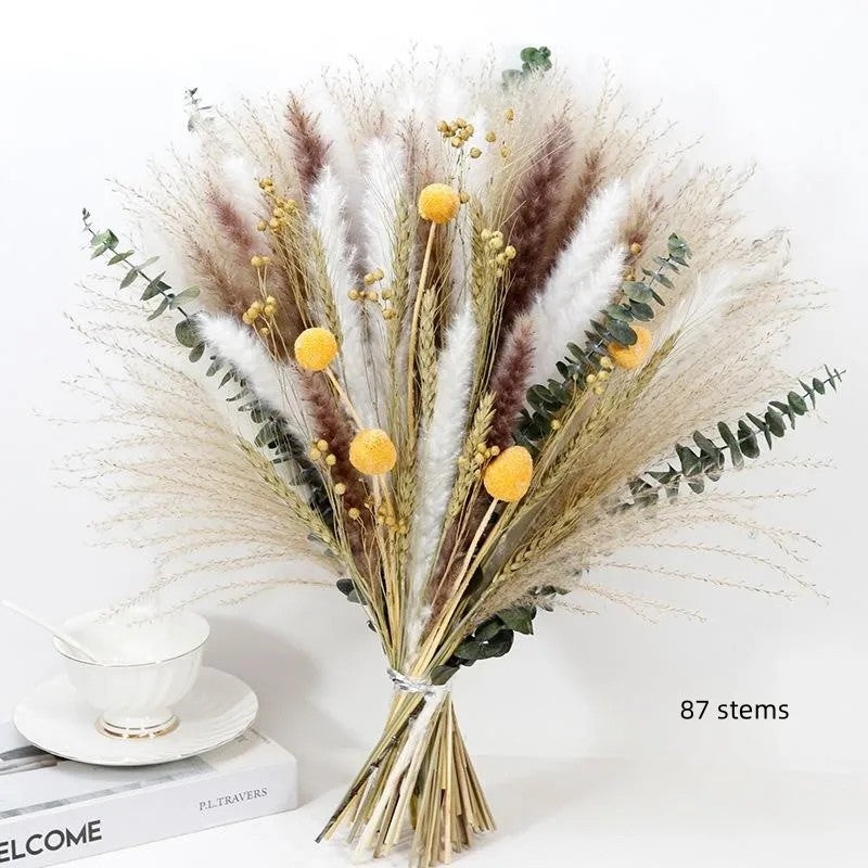 Bluejw E327 Dried Pampas Grass Bouquet – Natural Dried Flower Arrangement for Wedding Decor, Table Centerpiece & Home Decoration | Preserved Dried Plants for Rustic Chic Events - Image 1