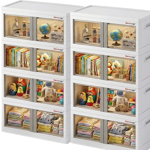 DecoLogy Clothes Organizer for Wardrobe Cupboard Organizer for Clothes Foldable and Stackable Closet Organizer Drawer Organizer for Clothes (4PCS-Large, White-(72L Storage Bin)) - Image 1