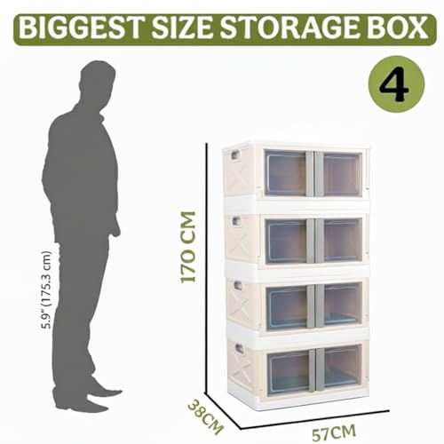 DecoLogy Clothes Organizer for Wardrobe Cupboard Organizer for Clothes Foldable and Stackable Closet Organizer Drawer Organizer for Clothes (4PCS-Large, White-(72L Storage Bin)) - Image 2