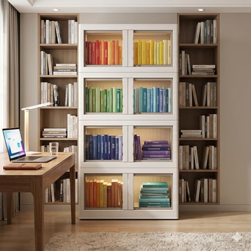 DecoLogy Clothes Organizer for Wardrobe Cupboard Organizer for Clothes Foldable and Stackable Closet Organizer Drawer Organizer for Clothes (4PCS-Large, White-(72L Storage Bin)) - Image 5