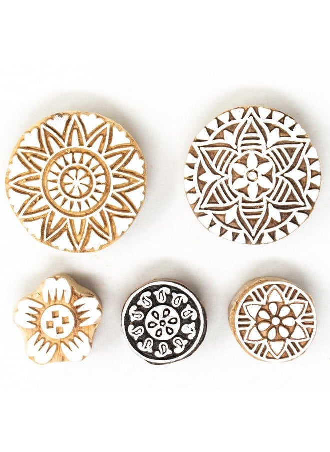 Hashcart Hashcart | Set of 5 | Wooden Stamp Block, Printing Stamp Design Set | Block for Printing Saree Border | Dresses, Craft Card Making, Scrapbook, Clay Pottery  - Image 2