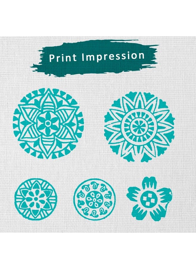 Hashcart Hashcart | Set of 5 | Wooden Stamp Block, Printing Stamp Design Set | Block for Printing Saree Border | Dresses, Craft Card Making, Scrapbook, Clay Pottery  - Image 3