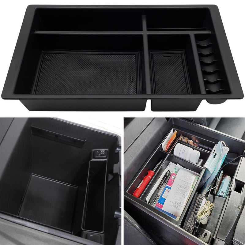 EVTIME Center Console Organizer Compatible with 2015-2020 Chevy Yukon Tahoe Suburban and 2014-2018 GMC Sierra Silverado Tray Accessories Armrest Storage-Full Console w/Bucket Seats ONLY - Image 1