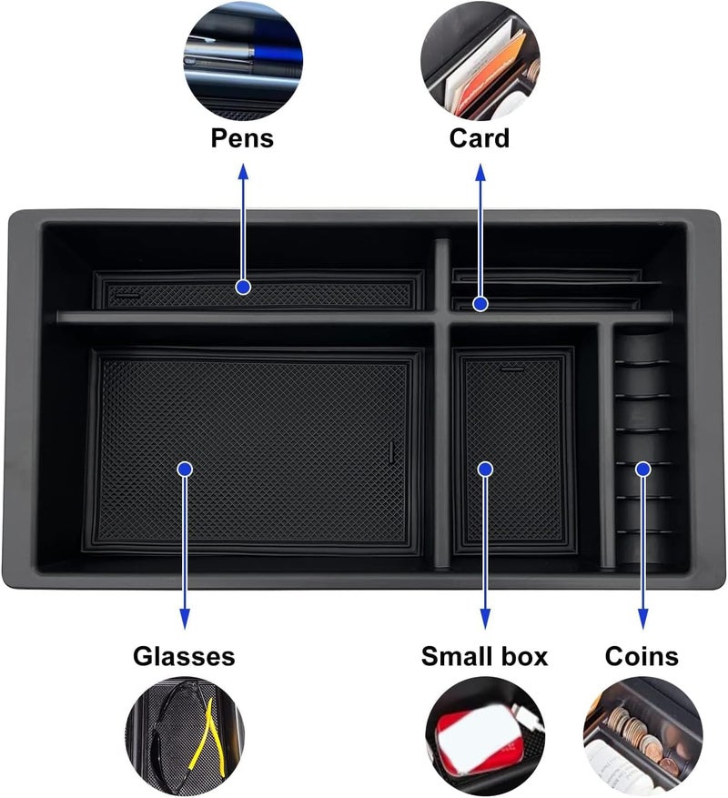 EVTIME Center Console Organizer Compatible with 2015-2020 Chevy Yukon Tahoe Suburban and 2014-2018 GMC Sierra Silverado Tray Accessories Armrest Storage-Full Console w/Bucket Seats ONLY - Image 5