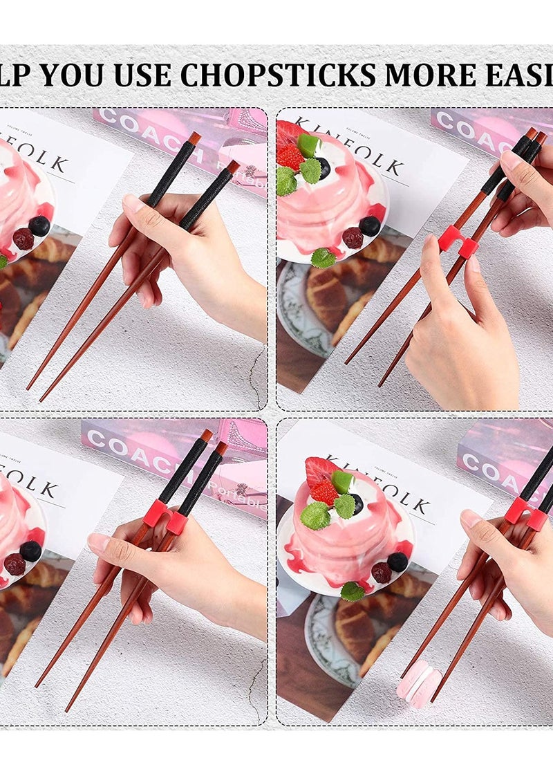 SYOSI - Chopstick Helpers 5 Pieces Reusable Chopstick Helpers Training Chopsticks BPA Free POM Fon-Toxic Non-Slippery for Many Age, Beginner, Trainers or Learner, Left or Right Hand Red - Image 1