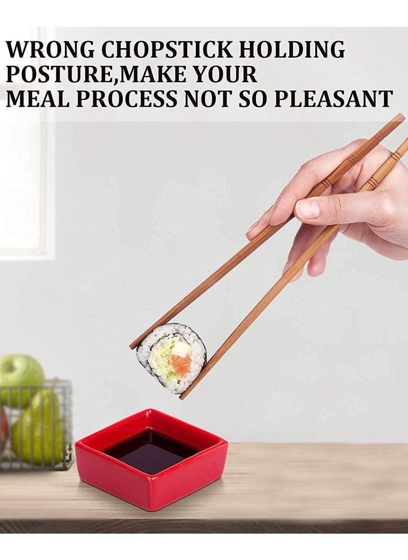 SYOSI - Chopstick Helpers 5 Pieces Reusable Chopstick Helpers Training Chopsticks BPA Free POM Fon-Toxic Non-Slippery for Many Age, Beginner, Trainers or Learner, Left or Right Hand Red - Image 1