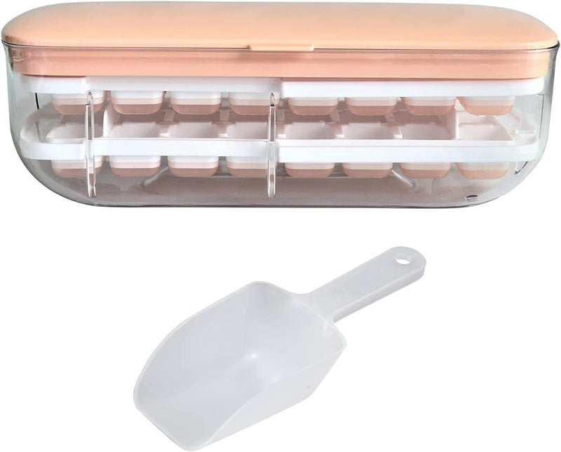 MENOVAS Ice Cube Tray for Freezer with Lid Bin Ice Cube Mold Tray with Lid and Bin Ice Trays for Freezer Easy Ice Pop Out Silicone Ice Cube Trays for Whiskey Fridge Bar Soft Ice Cube Tray - Image 1