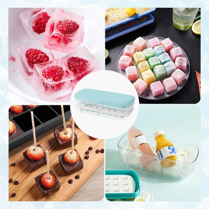 MENOVAS Ice Cube Tray for Freezer with Lid Bin Ice Cube Mold Tray with Lid and Bin Ice Trays for Freezer Easy Ice Pop Out Silicone Ice Cube Trays for Whiskey Fridge Bar Soft Ice Cube Tray - Image 3
