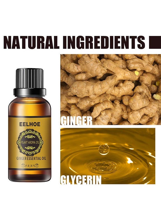 EELHOE - Ginger Essential Oil, Belly Drainage Ginger Oil, Ginger Oil Lymphatic Drainage Massage For Relaxing, Pure Natural Ginger Massage Oil For Lymphatic Drainage, Liquid Herbal Massage Oils - Image 1