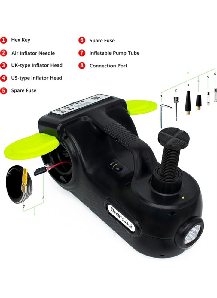 Gasin Electric Car Jack Kit 5Ton 12V Car Jack Hydraulic (Lifting Range: 6.1-20.86 inch) with Impact Wrench & Inflator for Car SUV Sedan MPV with LCD & Tire Pressure Display  - Image 2