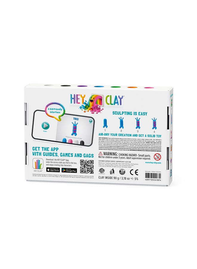 HEY CLAY DIY  Aliens: Burger, Trio, Scorpio Plastic Creative Modelling Air-Dry Clay For Kids 6 Cans - Image 2