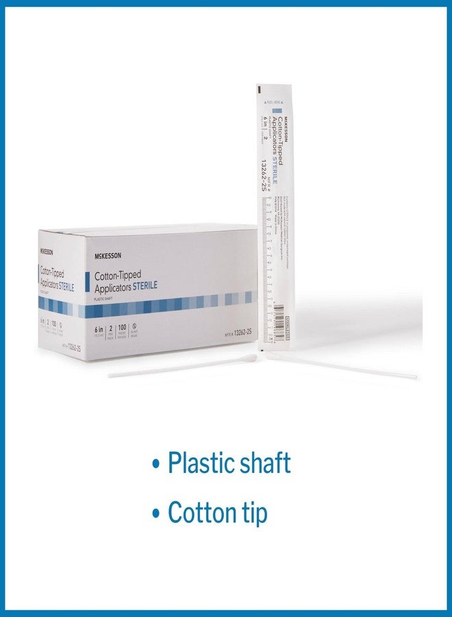 McKesson Cotton Tipped Applicator, 6 in [200 Count] Long Sterile Medical Swabs, Individually Wrapped, Plastic Shaft - Image 2
