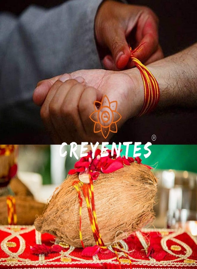 CREYENTES Nadachadi Handmade Red Thread Kalawa Nadachadi Cotton Wrist Band Pooja moli | Raksha Sutra For Pujan, Havan, Worship, Diwali, Festival. - Image 3