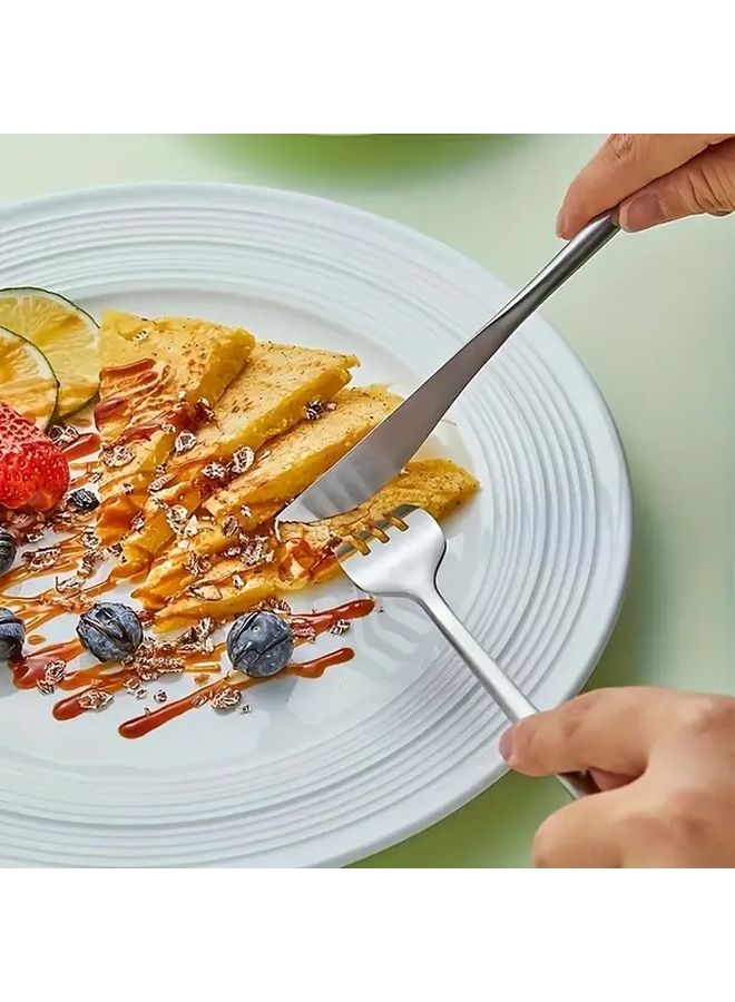 Silver 12 Piece Stainless Steel Cutlery Set Steak Knives Fork Dishwasher Safe - Image 4