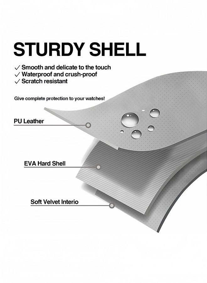 غنافوتو منظم حافظة للساعات تتسع ل 3 ساعات، صندوق تخزين وعرض للساعات مع وسادة ساعات مبتكرة، تناسب الساعات الكبيرة حتى 60 مم، 3 فتحات - Image 4