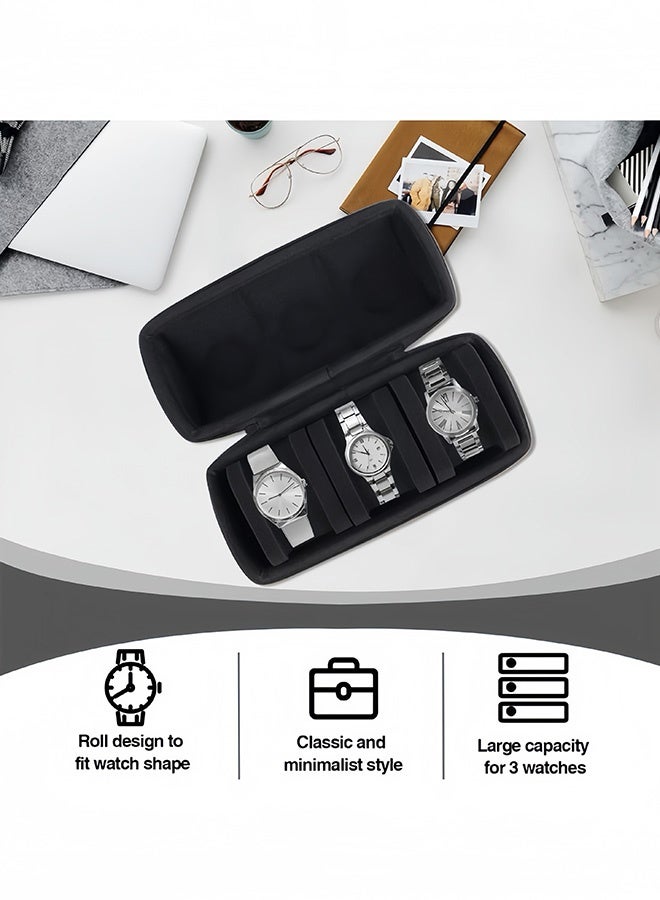 غنافوتو منظم حافظة للساعات تتسع ل 3 ساعات، صندوق تخزين وعرض للساعات مع وسادة ساعات مبتكرة، تناسب الساعات الكبيرة حتى 60 مم، 3 فتحات - Image 5