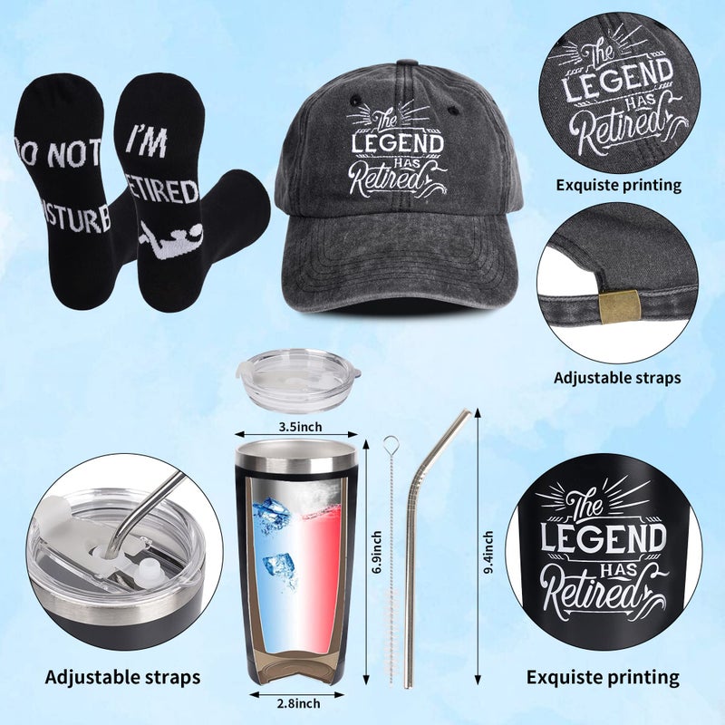 Kolewo4ever 9 Pcs Retirement Gifts for Men 2026 Happy Retirement Gift for Coworker,Teachers,Dad,Grandpa Best Retire Gift Box with Insulated Tumbler Baseball Cap Socks - Image 2