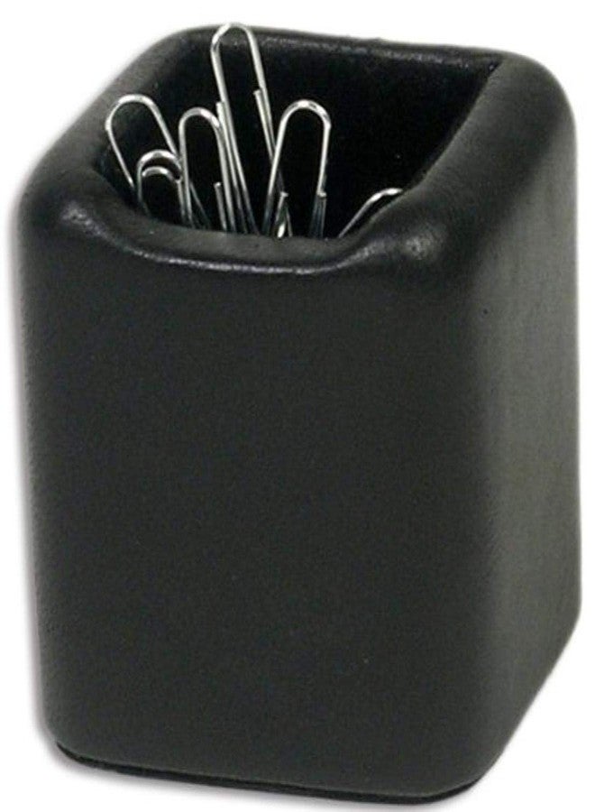 DACASSO Leather Paperclip Holder - Luxury Magnetic Paperclip Holder - Elegant Office Organization & Desk Decor - (Black)
