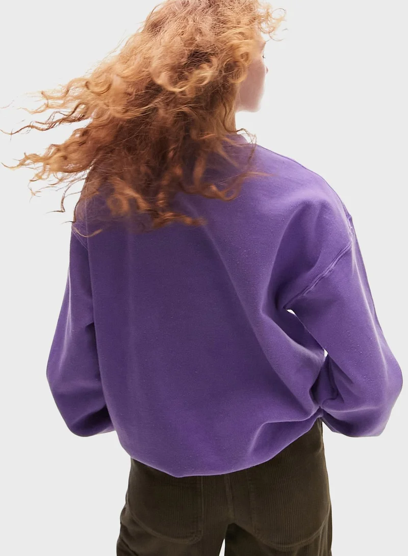 TOPSHOP Embroidered Graphic Round Neck Sweater