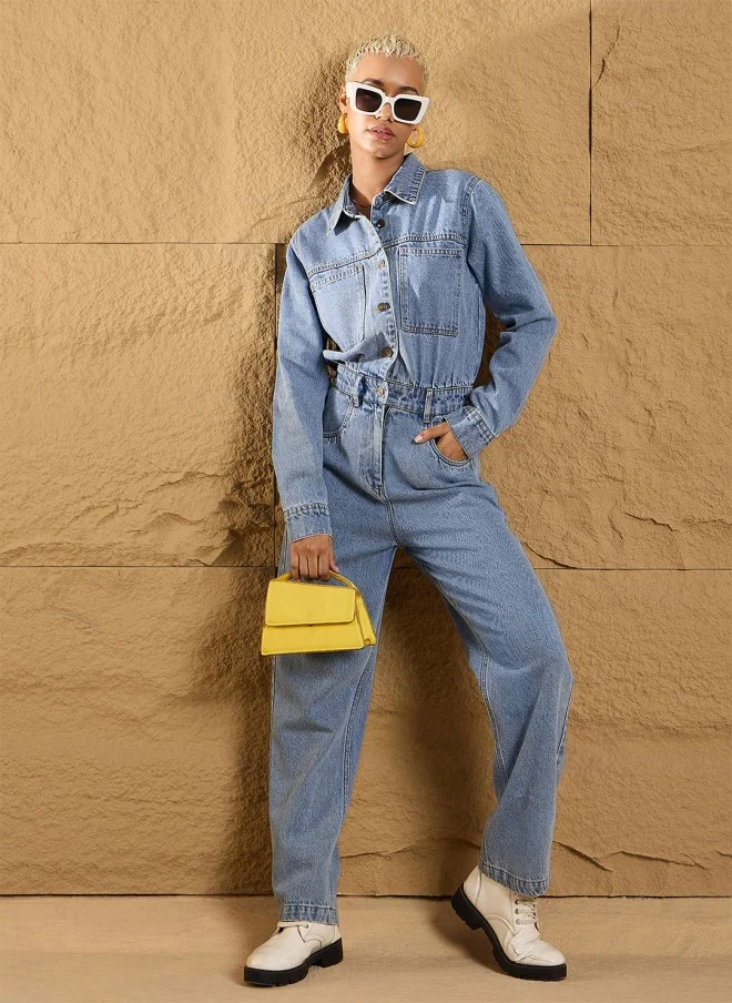 ساسافراس Basic Denim Jumpsuit for Women