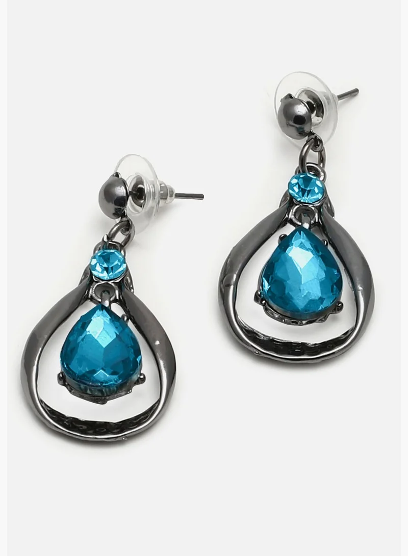 SOHI Silver Plated Designer Stone Necklace and Earring Set