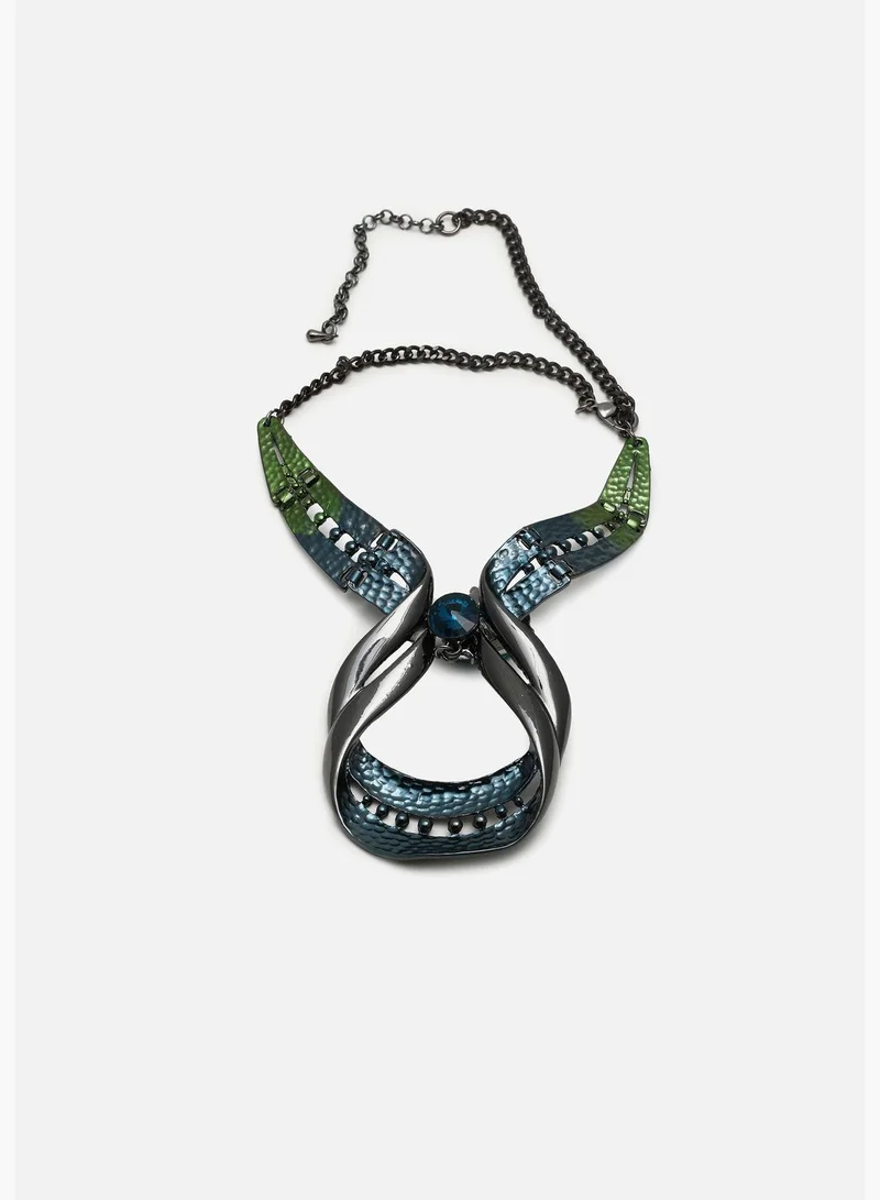 SOHI Silver Plated Designer Stone Necklace and Earring Set