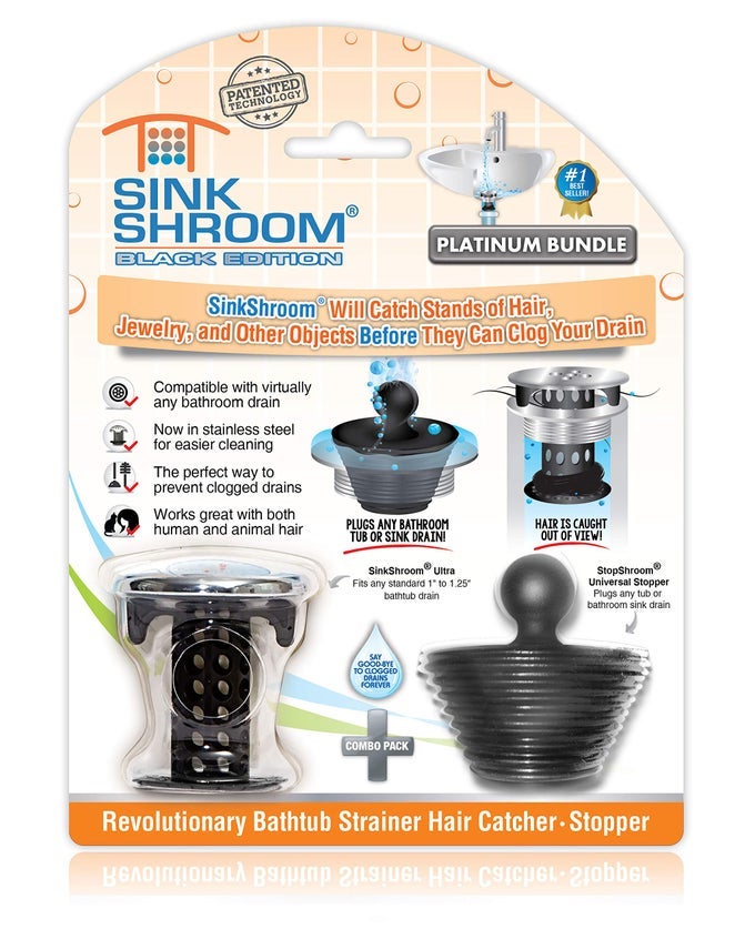 COMBO EDITION REVOLUTIONARY BATHROOM SINK DRAIN PROTECTOR HAIR CATCHER STRAINER SNARE PLUS STOPSHROOM STOPPER