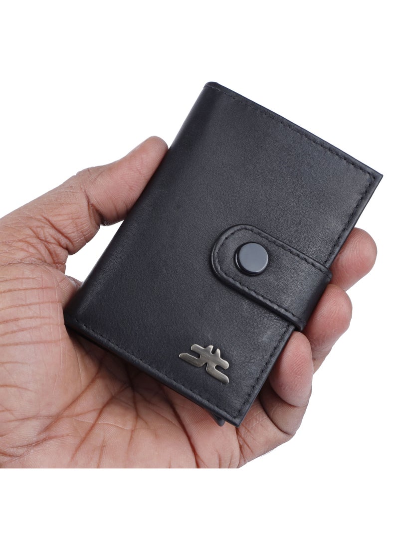 LAVERI LEATHER Laveri Genuine Leather Designer Card Holder Wallet With RFID Protection Black  - Image 5