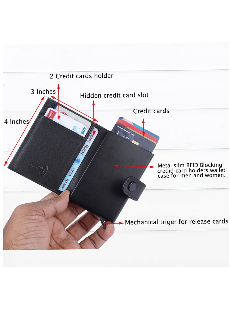 LAVERI LEATHER Laveri Genuine Leather Designer Card Holder Wallet With RFID Protection Black  - Image 2