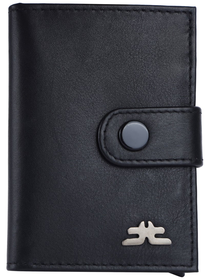 LAVERI LEATHER Laveri Genuine Leather Designer Card Holder Wallet With RFID Protection Black  - Image 1