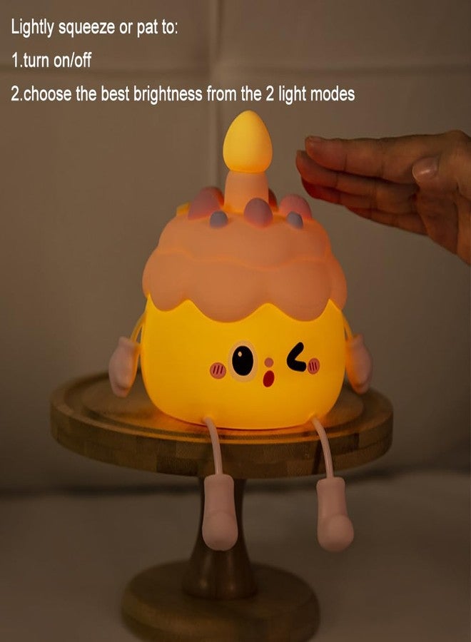 Ipalmay Fun Night Light - Cute Birthday Cake Night Lamp USB Rechargeable, Auto-off Nursery Bedside Sleep Lamp 2 Brightness Levels, Women Girls Boys Teens Friends Christmas Anniversary Birthday Gifts - Image 4