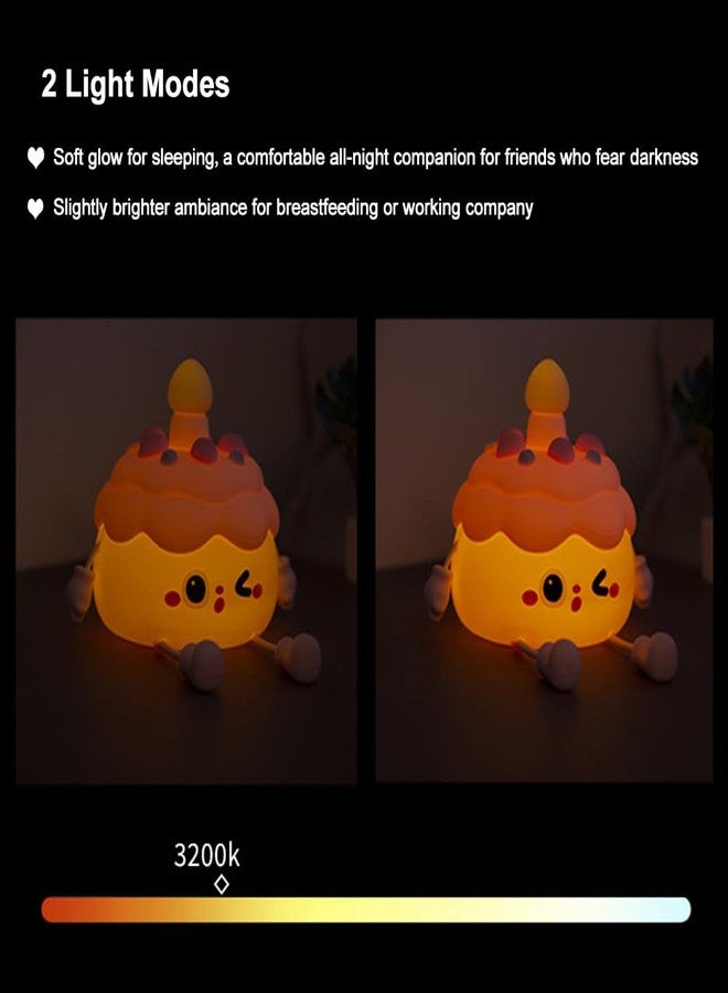Ipalmay Fun Night Light - Cute Birthday Cake Night Lamp USB Rechargeable, Auto-off Nursery Bedside Sleep Lamp 2 Brightness Levels, Women Girls Boys Teens Friends Christmas Anniversary Birthday Gifts - Image 5