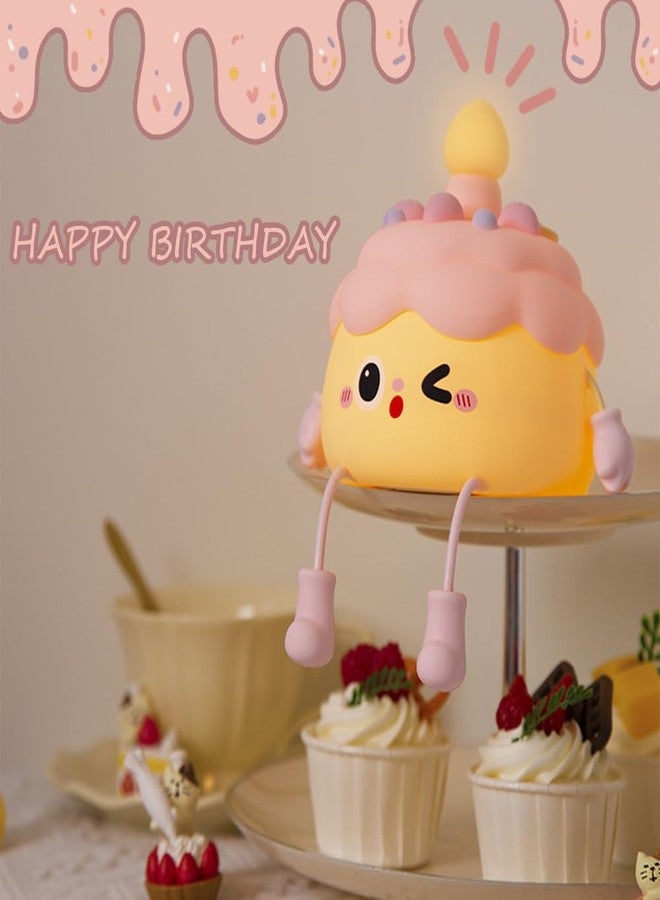 Ipalmay Fun Night Light - Cute Birthday Cake Night Lamp USB Rechargeable, Auto-off Nursery Bedside Sleep Lamp 2 Brightness Levels, Women Girls Boys Teens Friends Christmas Anniversary Birthday Gifts - Image 2