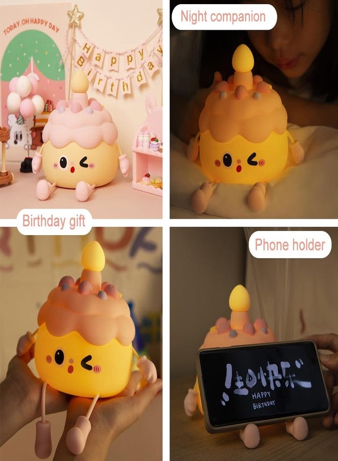 Ipalmay Fun Night Light - Cute Birthday Cake Night Lamp USB Rechargeable, Auto-off Nursery Bedside Sleep Lamp 2 Brightness Levels, Women Girls Boys Teens Friends Christmas Anniversary Birthday Gifts - Image 3