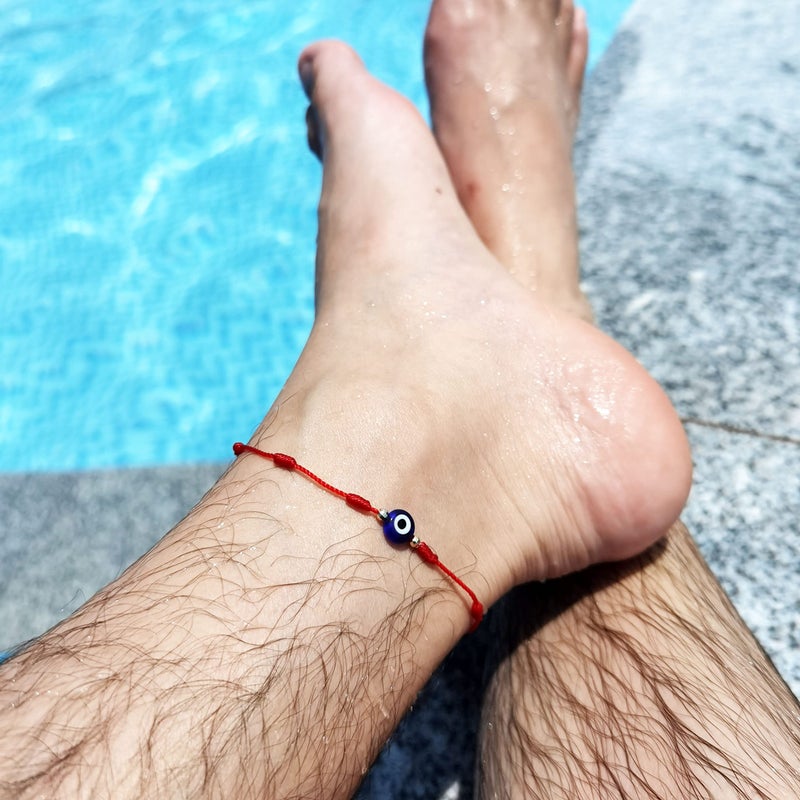 MAKBAK Evil Eye 7 Knot Lucky Bracelets for Women Men Adjustable Lucky Amulet Black Red String Bracelet for Protection Family Friends (Red, Bronze) - Image 5