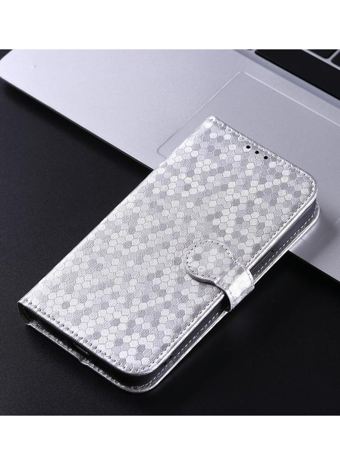 HuHa - Nothing Phone 3a Honeycomb Dot Texture Leather Phone Case(Silver) - Image 1