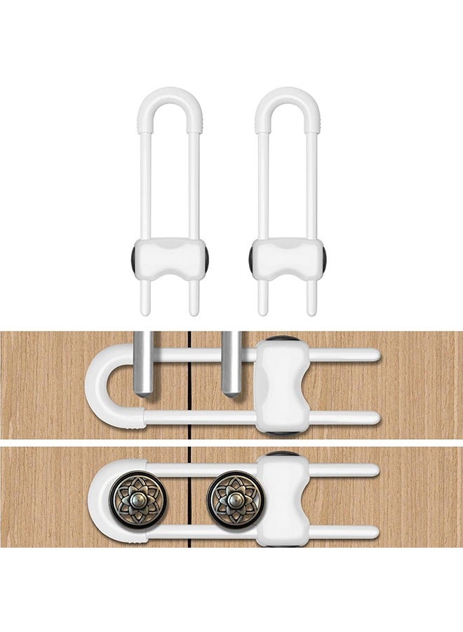 2 Pcs Cabinet Locks for Babies,  Baby Proofing Cabinets, U-Shaped Child Locks for Cabinets Proof Cabinet Latches with Adjustable(White)  - Image 1