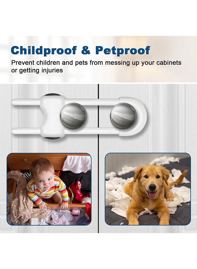2 Pcs Cabinet Locks for Babies,  Baby Proofing Cabinets, U-Shaped Child Locks for Cabinets Proof Cabinet Latches with Adjustable(White)  - Image 5