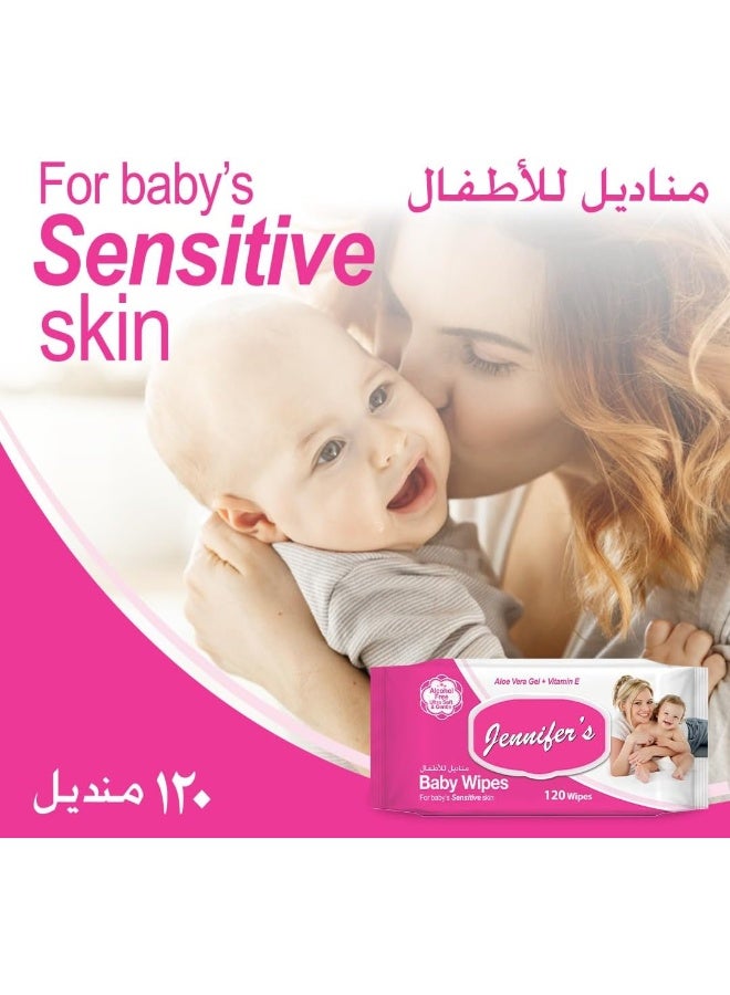 Jennifer's Baby Wipes 120's (Pack of 5 + 1 Free) - Image 3